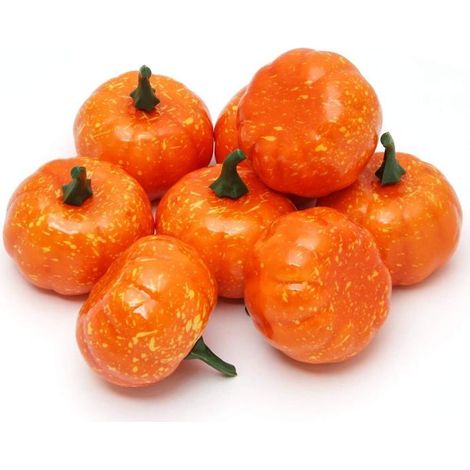 Lot de 12 mini citrouilles artificielles réalistes 6,6 cm, décoration automne Halloween centre de table orange (1/5)
