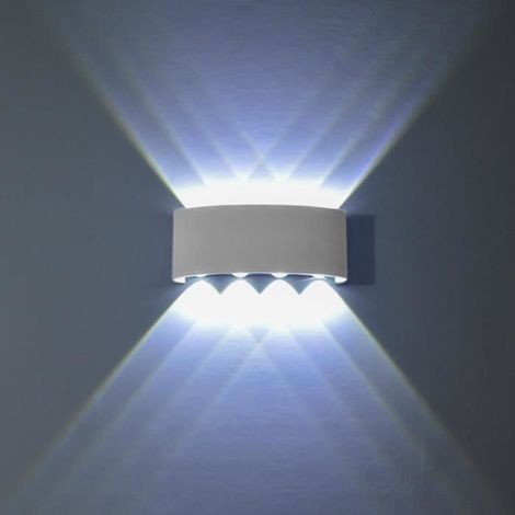 Lampe Murale LED 8W Blanc Moderne Aluminium LED Applique Murale Interieur Éclairage Mural, Applique Murale Lumières Blanc Froid (1/4)