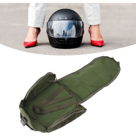 Sac de protection pour casque outdoor en nylon 1000D imperméable, capacité large avec intérieur rembourré et sangle ajustable pour camping, randonnée, moto, vélo, vert OD, dimensions 22.9 x 27.9 x 15. (1/5)