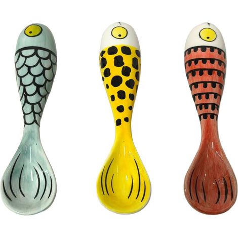 Cucchiai pesce in ceramica multicolore 14 cm set da 3 (1/3)