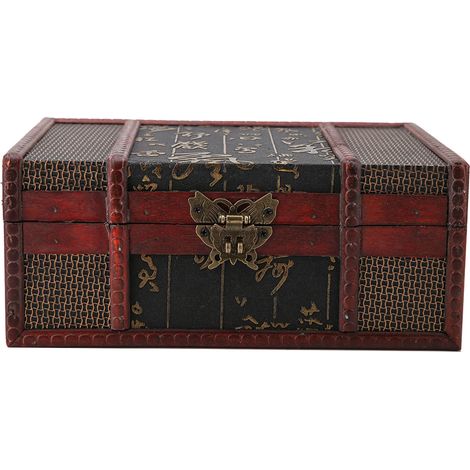 Boîte De Rangement En Bois - 23 x 16 x 9,8 cm - Pour Livres Documents Bijoux - Style Vintage Chinois - 1 Pièce (1/5)