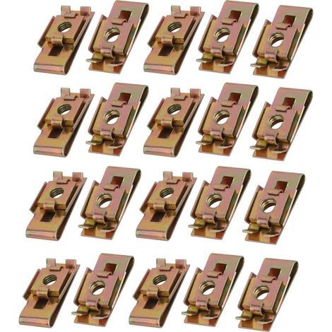 Écrou Clips U Écrou de Fixation pour Carrosserie Carénage Panneau Voiture Moto vitesse Laiton zingué pour vis M5 20Pcs (1/4)
