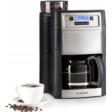 Macchina da caffè a filtro Klarstein con macinacaffè integrato, 1,25 l, argento/grigio, codice 4207