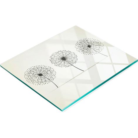 Tablero decorativo multifuncional de vidrio templado con dise帽o de diente de le贸n, 60x52 cm.