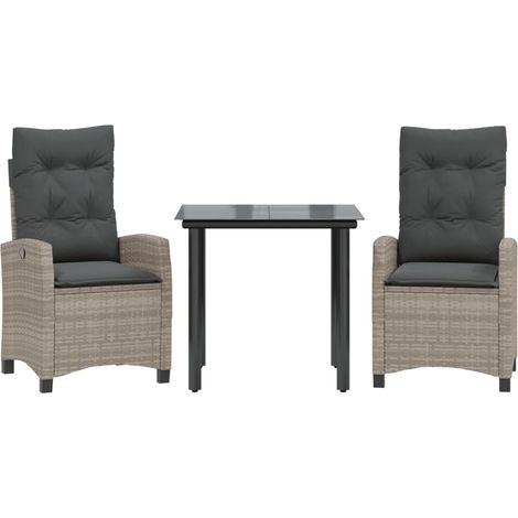 Maison Exclusive - Ensemble à manger de jardin 3pcs coussins gris clair poly rotin (1/5)
