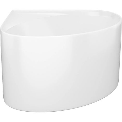 Baignoire d'angle ovale en acrylique - Blanc brillant - 176L - 100 x 100 x 58 cm - MARTA (1/4)