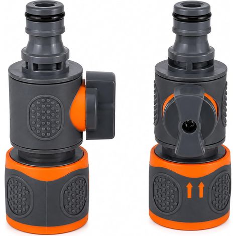 Vanne Régulation pour Tuyau Arrosage – Lot 2 Robinet Arrêt Connecteur Rapide avec Contrôle Débit, Raccord Universel en Plastique Antidérapant pour Jardin Pelouses Irrigation Extérieure (1/5)