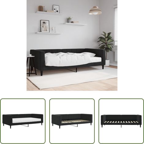 Schlafsofa - Tagesbett mit Matratze Schwarz 100x200 cm Samt (1/5)