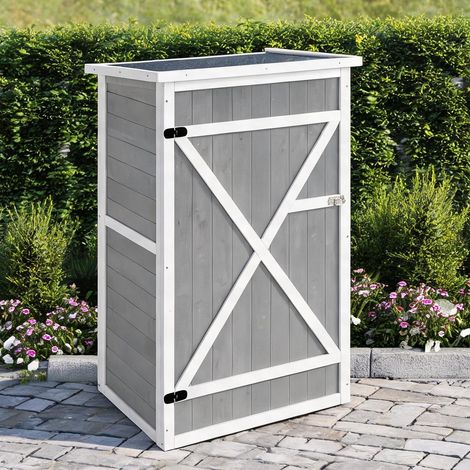 Chariot de jardin grigio en legno di abete 75 x 56 x 115 cm (1/5)