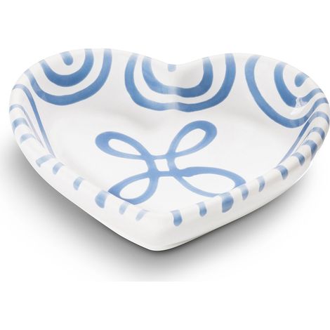 Gmundner Keramik Blaugeflammt,Herzschale (L:10cm)