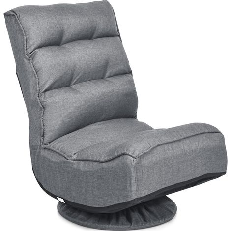 Chaise de Sol pivotante à 360 ° - Pliable - 5 Positions - Fauteuil de Jeu jusqu'à 150 kg - Canapé Paresseux pour Salon et Bureau - Gris (1/5)