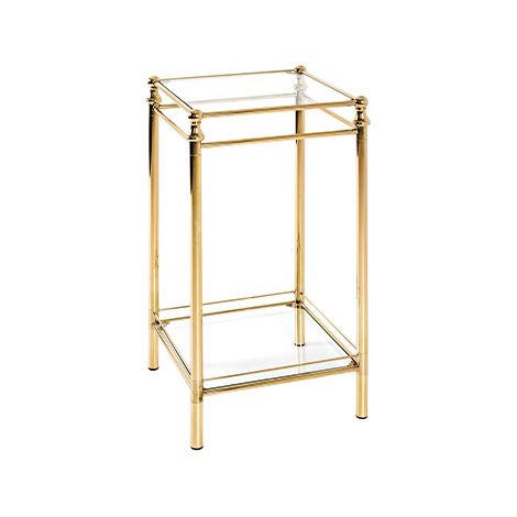 Table d'appoint carrée 40x73 cm en verre et métal laiton