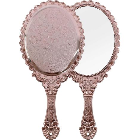 Specchietto retrò portatile con manico - Specchietto cosmetico portatile con manico - Vintage - Plastica - Per parrucchiere, trucco, casa, viaggi (1/5)