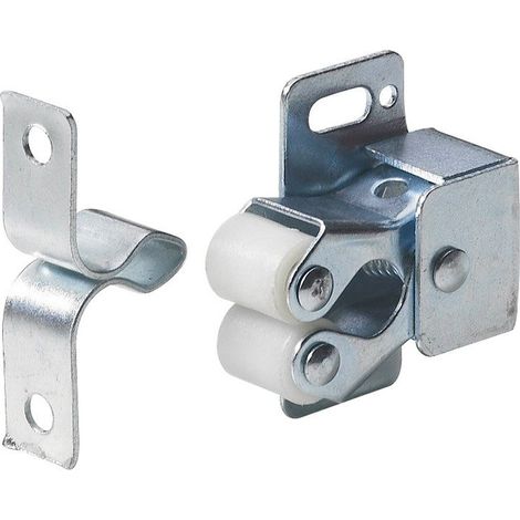 Hettich – Lot de 2 loqueteaux à pression en acier zingué – Dimensions 28 x 33 mm – Fixation à vis pour meuble