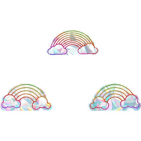3Pièces Arc-en-Ciel Adhésifs pour Fenêtre Autocollants Non Collision pour Oiseaux Attaque Autocollants Film Vinyle Prismatique Non Adhésif pour Portes Coulissantes Fenêtres Verre (1/5)