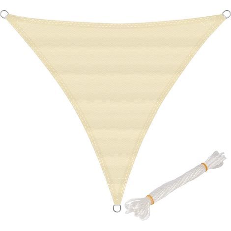 Voiles D'ombrage Triangle 5x5x5 M Respirante En Hdpe, Toile D'ombrage Protection Solaire, Anti 85% Uv Contre Le Vent, Pour Jardin Terrasse Camping Crème