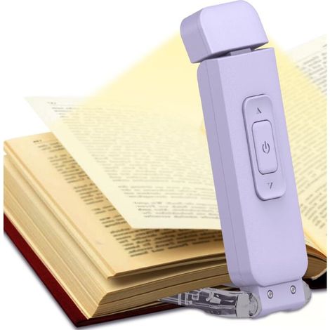 Portable Book Light,Clip-On Rechargeable LED Reading Light for Books in Bed,3 Amber Colors & 5 Brightness Adjustable,Compact & Long Lasting