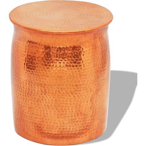 vidaXL Hammered Aluminium Stool/Side Table Brass/Copper Colour