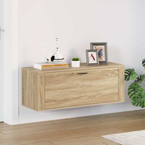vidaXL Zapatero pared contrachapada roble Sonoma 100x35x38 cm (1/5)