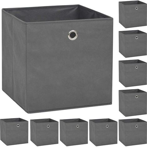 Cajas de almacenaje 10 uds textil no tejido 32x32x32 cm gris vidaXL