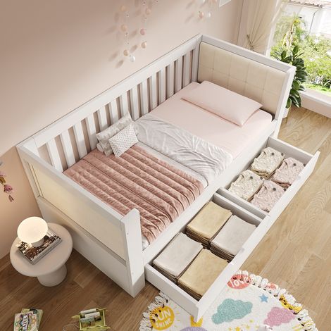 letto contenitore 90x190 con 2 cassetti bianco OKMYHOME (1/5)