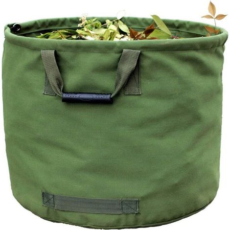 vert Sac de Jardinage 125L Extra-Robuste avec Poignées, Sac de Ramassage Feuilles Verte avec Toile Militaire (H45.7 cm, D55.8 cm) , (1/5)