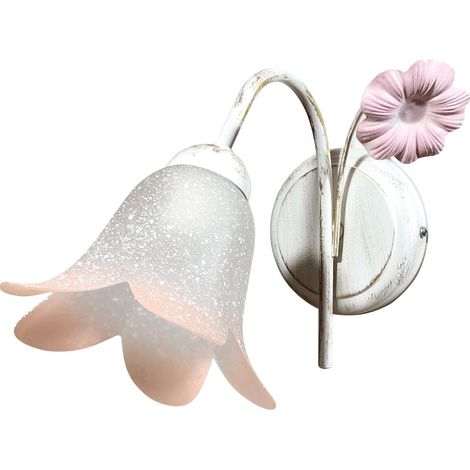 Applique 1xE14 Montatura Bianco Oro Vetro Ss Bianco Sfumato Rosa E-Energy Vera