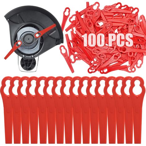 100 lame di ricambio in plastica da 83 mm per tosaerba Ryobi VonHaus Swift - Rosso (1/5)