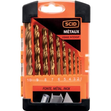 Set di 10 punte per metalli HSS in titanio - Scid - da 1 a 10 mm