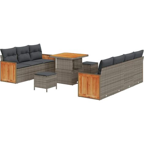 Maison Exclusive - Gartensofa-set mit Kissen 13 pcs Grau Poly-Rat