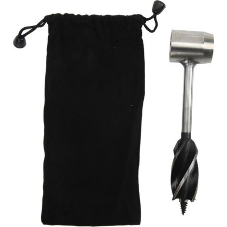 Jeu de clés à tarière manuelle en acier inoxydable, multifonctionnel, Portable, foret à bois manuel avec sac de rangement, tissu noir (1/5)