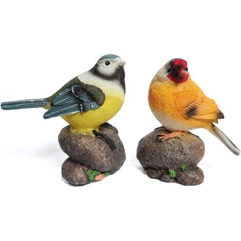 Lot de 2 oiseaux en résine pour décoration de jardin (1/5)