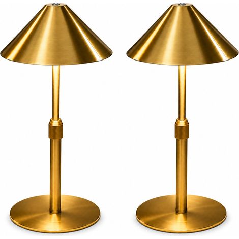 Lot de 2 Lampes de Chevet Sans Fil Rechargeables Lampes de Table Tactiles Dimmables Hauteur Réglable IP54 Étanches B cuivre (1/5)