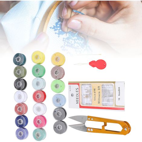 Kit de couture portable pour la maison et les voyages, comprenant des ciseaux, du fil et des aiguilles, avec boîte de rangement. (1/5)