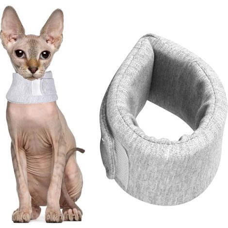 Collerette Chat ,Réglable Respirant Collier pour Récupération Après la Chirurgie Collier Cervical, pour Chiens et Chats de Petite et Moyenne Taille avec Circonférence du Cou 22-26 cm,Gris (1/5)