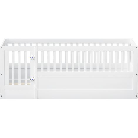 Lit enfant en bois 140x200, avec compartiments et portes, blanc (1/5)