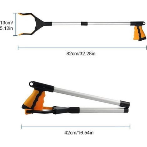Outils de Ramassage,82cm Outils de Préhension Pince Extension Pliable avec Embouts Magnétiques pour Seniors,Handicapés(Jaune) (1/4)