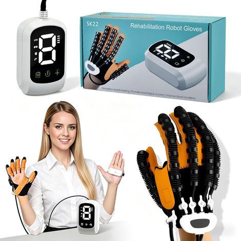 Gant Robotique de Rééducation, Gants Robot équipement d'Exercice des Doigts, avec Mode Miroir, 4 Modes et 9 Niveaux, Batterie 2400mAh, Écran LED, pour Handicap Moteur de la Main (Main Droite) (1/5)