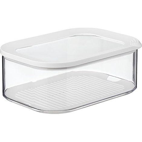 Käsebox für den Kühlschrank，2000 ml，Aufbewahrungsbox mit Deckel für Käsescheiben und -stücke，luftdichter Käsebehälter，weiß (1/4)