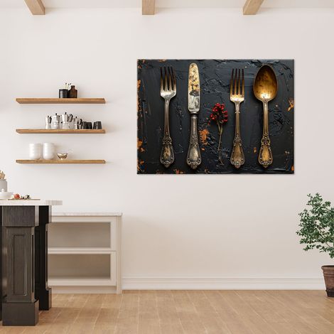 Wandbild Altes Retro-Vintage-Besteck 90x60 (1/4)