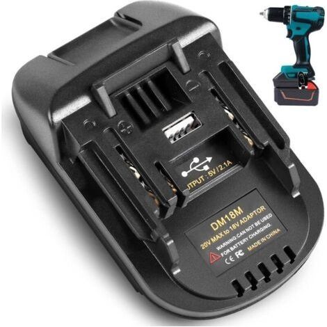 Adaptateur de batterie DM18M compatible avec la batterie Li-ion Makita 18 V 20 V, adaptateur compatible avec les batteries Dewalt et Milwaukee M18, convertible en batteries MAKITA BL1830 BL1850 (1/4)