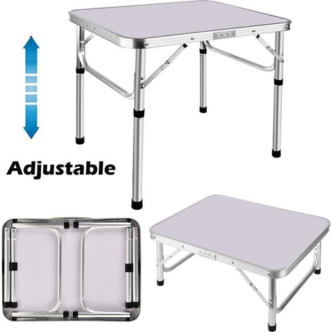 Dayplus – Table de camping pliante aluminium 60 x 45 cm – Hauteur réglable 26/56 cm – Pliable et légère 2.3 kg – Idéale pour pique-nique et barbecue