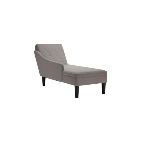 Fauteuil long avec coussin et accoudoir droit taupe tissu (1/5)