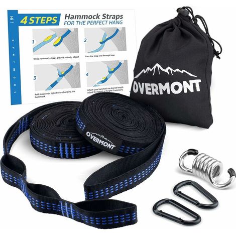 Filiyano – Kit de fixation pour hamac résistant : 2 cordes de hamac en polyester résistant + 2 mousquetons en fer avec sac de rangement (1/5)
