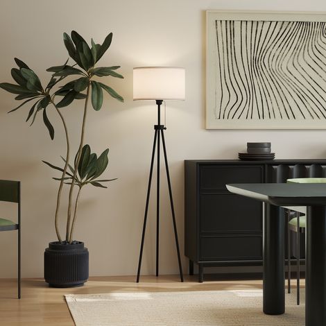 Stehlampe mit Metallstativ und Stoffschirm, elegantes und klassisches Design, Ø 37 x 152 cm, für Zuhause oder Büro