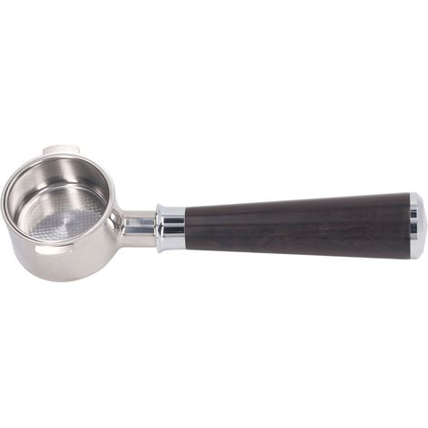 Porte-filtre 51 mm à 2 oreilles, sans fond, en acier inoxydable, pour cafetière Delonghi ECO310, bois d'ébène africain (1/5)