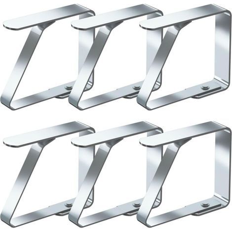 Pinces à Nappe Ensemble de 6 Acier Inoxydable Nappe Clips Anti-Glissant , Convient à Tables de 2,5 à 4 cm d'épaisseur (5,5 cm x 6 Pièces) (1/4)