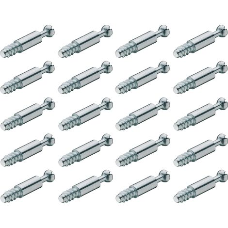Cyclingcolors – Lot de 20 goujons d'assemblage 7mm – Longueur 34mm, filet 8mm – Fixation bois pour meubles – Métal brut résistant