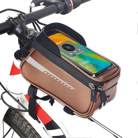 Sacoche de téléphone pour vélo, sacoche de cadre de vélo avec housse de pluie, étui étanche pour téléphone de scooter (1/5)