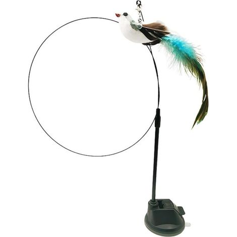 Juguete interactivo para gatitos: varita con ventosa y cascabel extraíble, ligera y con plumas para gatos. (1/5)